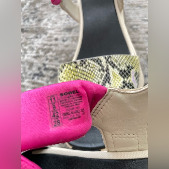 New Sorel KINETIC Impact Y-Strap Wedge Platform Sandal Snake Skin Size 11 - Picture 9 of 9